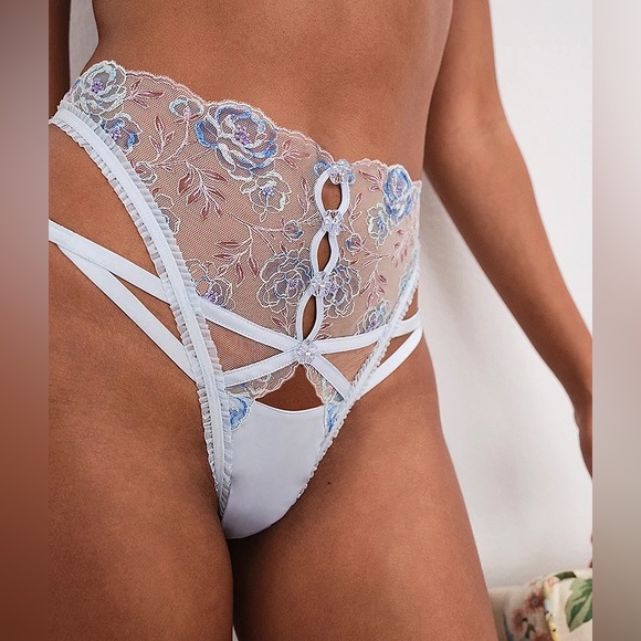 For Love And Lemons Sorbert Rose Cheeky Panty Blue XS NEW - Picture 3 of 8